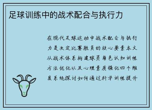 足球训练中的战术配合与执行力